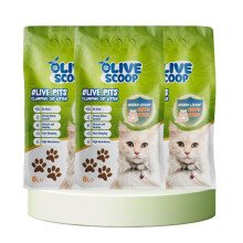 OLIVE SCOOP 100% Dust Free, Natural Clumping Cat Litter, (18.7kg/24L 3Pack) Made With Non-Toxic Olive Pits, 100% Biodegradable, Non-Tracking
