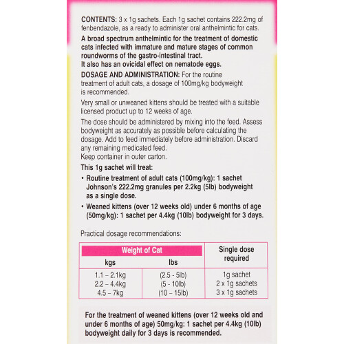 Johnsons Cat & Kitten Easy Wormer Granules VMD 2