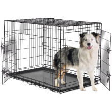 Dog Crate, large Medium Dog Cage with 2 Doors and Removal Tray Folding Metal Pet Training Cage Animal Carriere (42inch)