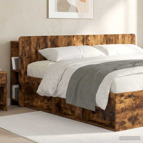 VidaXL vidaXL Headboard Cabinet with Storage Smoked Oak Engineered Wood 1