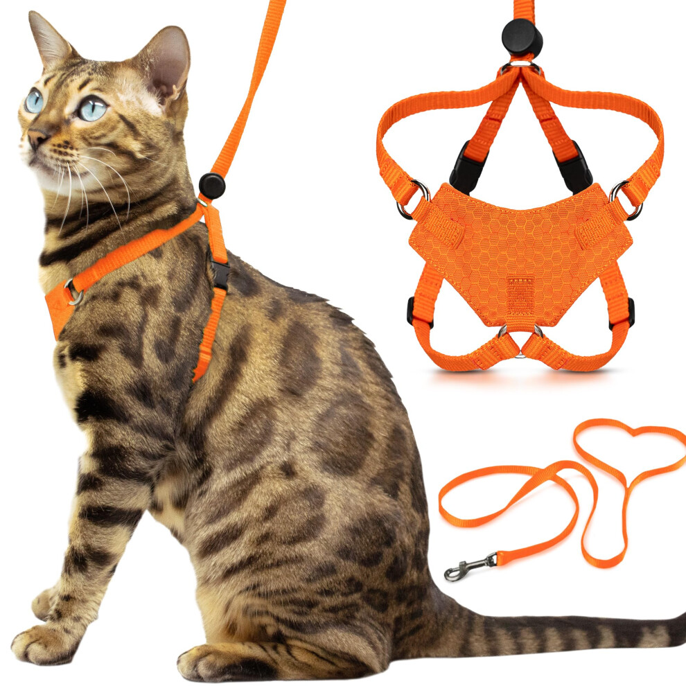 Outdoorbengal Houdini Escape Proof Kitten Harness And Leash Set By – Orange, Small Cat Harness For Walking