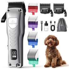 FuzzyFix Dog Clippers for Grooming,Low Noise Cordless Rechargeable Dog Grooming Kit with Metal Combs and Replacement Blade,Professional Dog
