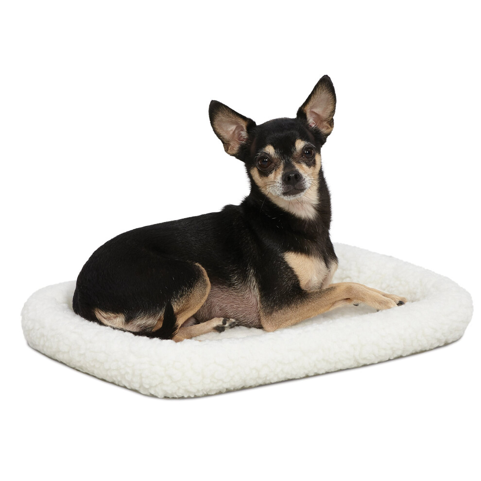 Midwest Homes For Pets Quiettime Xxs Dog Bed – White Fleece Bolster, Ultra-Soft And Machine Washable, Fits 46 Cm Crates And Carriers, For Sm