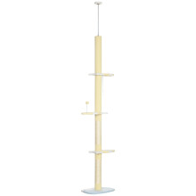 PawHut 260cm Floor to Ceiling Cat Tree, Height Adjustable Kitten Tower with Anti-slip Kit, Multi-Layer Activity Centre w/Fish-shaped Perches