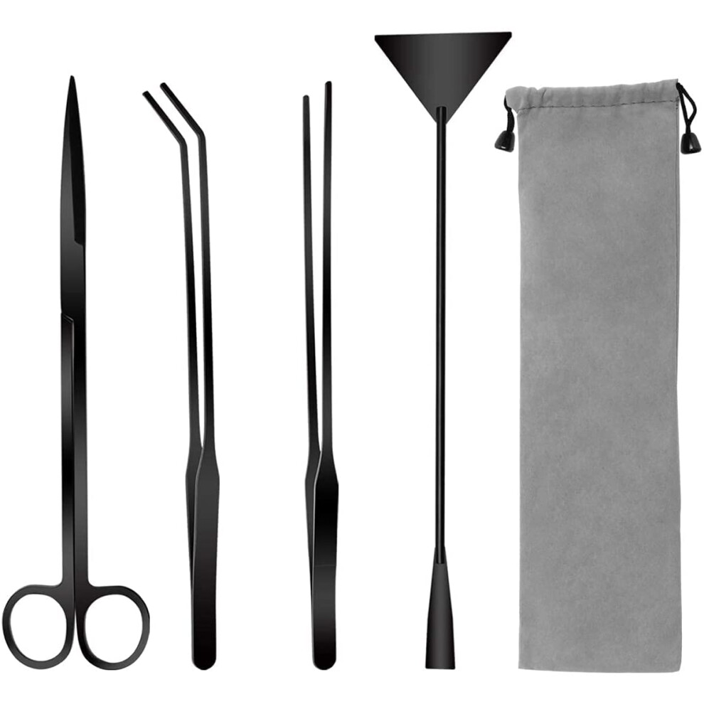 Coolrunner Aquarium Aquascape Tools Kit, 4 In 1 Anti-Rust Aquatic Plant Aquascaping Tool Stainless Steel Tweezers Scissors Spatula For Aquar