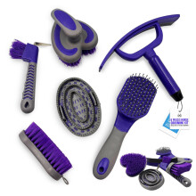 6pc Horse Grooming Kit Set - Complete Pony Grooming Kit Horse Set with Hoof Pick, Mane & Tail Cleaner, Body Soft Brush, Sweat Scraper, Dandy