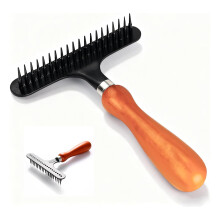 Carpet Pile Brush for Fluffing and Removing, Dual-Use Carpet Rake and Undercoat Rake for Pets, Ergonomic Rug Brush to Lift Matted Fibres
