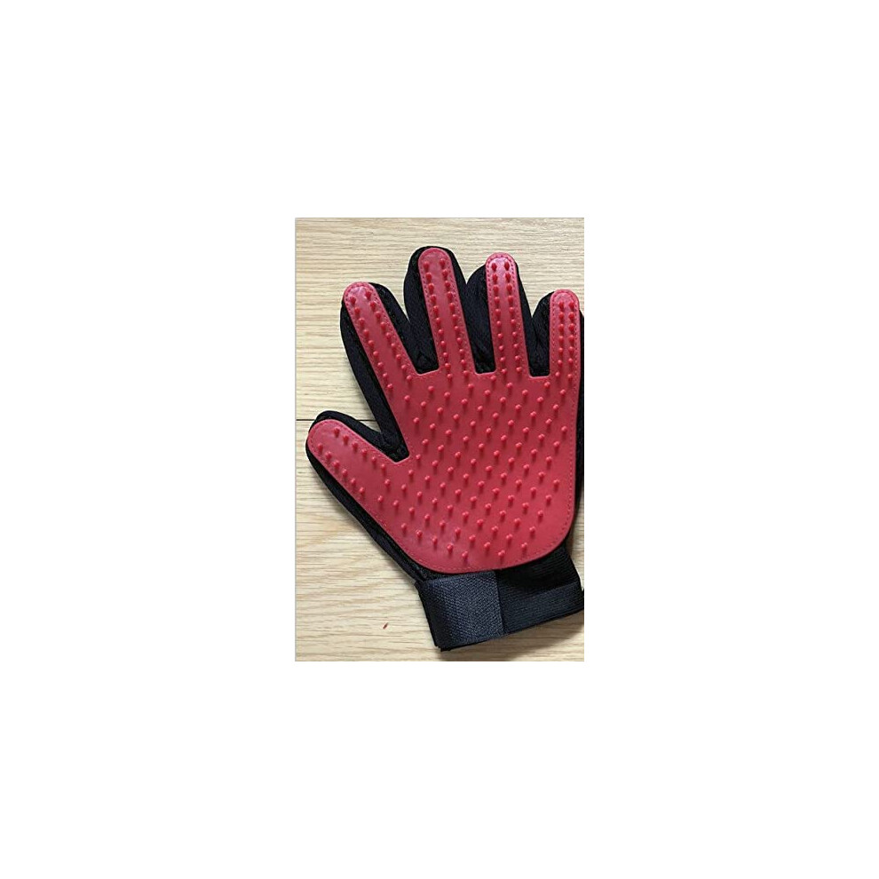 Gifts Uk Pet Dog Cat Grooming Glove Deshedding Brush Fur Remover Mitt Left Right Hand (Red (Left Hand))