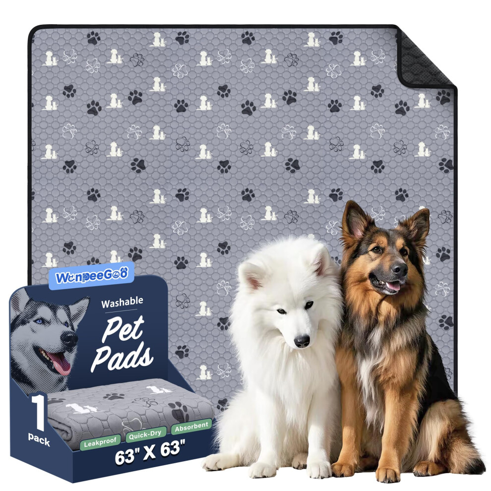 Wanpeegoo Washable Pee Pads For Dogs, 1 Pack Absorbent Reusable Training Dog Pads Pet Puppy Pads, Non-Slip Potty Pads For Whelping, Playpen,