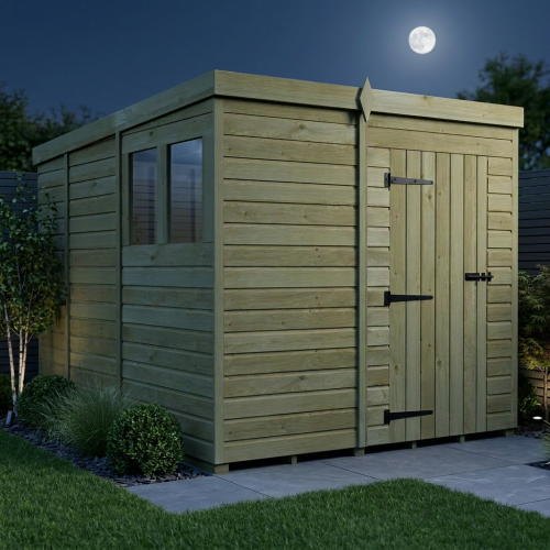 7 x 9 Pent Shed Tanalised (Single Door, With Windows) 2