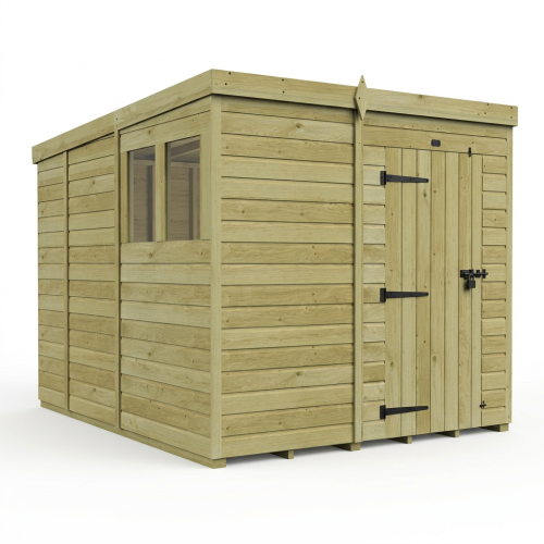7 x 9 Pent Shed Tanalised (Single Door, With Windows) 1