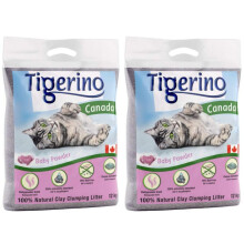 AETN Creations Tigerino Canada Clumping Clay Bundle of Cat Litter Baby Powder Fragrance 24kg plus AETN Cat treat