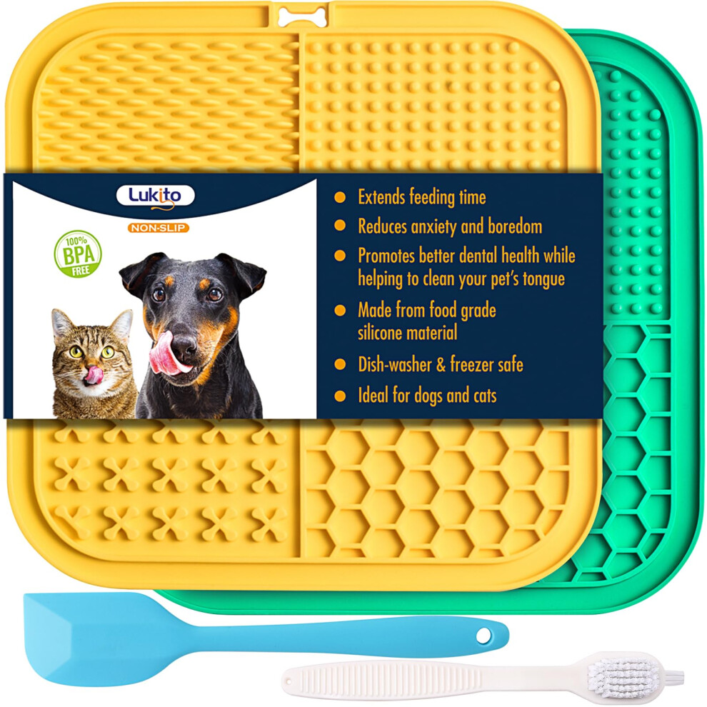 Lukito Licking Mat For Dogs And Cats, Premium Lick Mats With Suction Cups For Dog Anxiety Relief, Cat Lick Pad For Boredom Reducer, Dog Trea