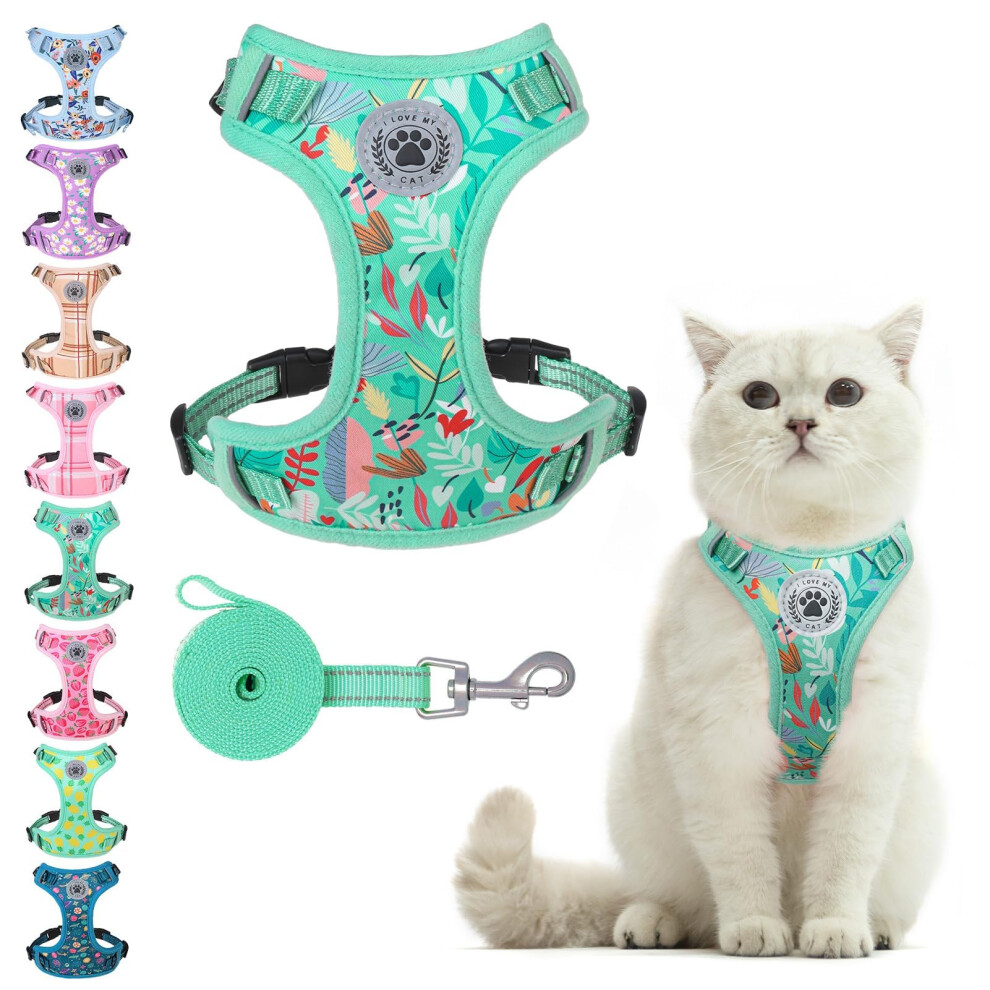 Beautyzoo Cat Harness And Leash Set For Walking Escape Proof, Neck Release Adjustable Harnesses For Kitten Puppy Small Medium Large Cats, So