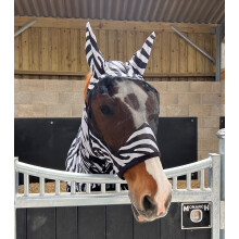 Zebra Print Fly Mask Hood with Ears Horse and Pony Sizes (XS (Small Pony))