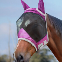 Harrison Howard CareMaster Pro Luminous Horse Fly Mask Standard with Ears UV Protection for Horse Light Pink Full Size