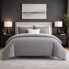 warehousePremium Striped Duvet Cover Set Luxury Hotel Style Bedding with Two Pillowcases Soft Durable Microfiber 3 Piece Home Sleep Ensemble