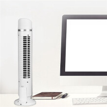JTLB Bladeless Tower Fan Portable USB Desk Fan with Light for Home Bedroom Office (White)