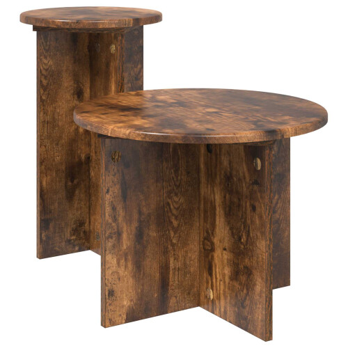 VidaXL vidaXL Side Table Set with Storage 2 pcs Smoked Oak Engineered Wood 1