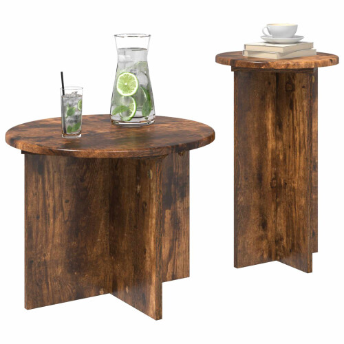 VidaXL vidaXL Side Table Set with Storage 2 pcs Smoked Oak Engineered Wood 2