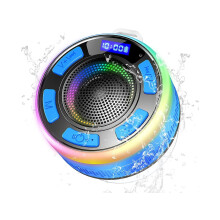 Bluetooth Shower Speaker IPX7, HD Stereo Sound, Microphone, Clock Display and Dynamic Lights, 10h Playback (blue)