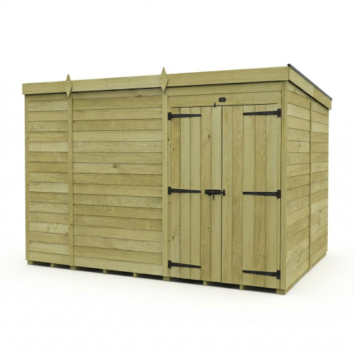10 x 7 Pent Shed Tanalised (Double Door, No Windows) 1