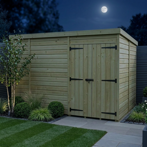 10 x 7 Pent Shed Tanalised (Double Door, No Windows) 2
