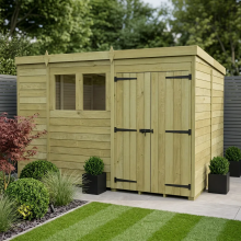 10 x 7 Pent Shed Tanalised (Double Door, With Windows)