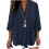 Shirts for Women Oversized Spring Side Button Down-Navy Blue XL 1