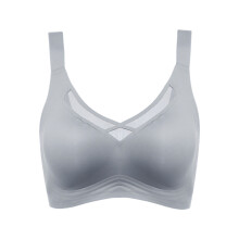 Women's Full Coverage Wireless Bra Push Up Without-Gray blue XL