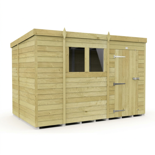 10 x 7 Pent Shed Tanalised (Single Door, With Windows) 1