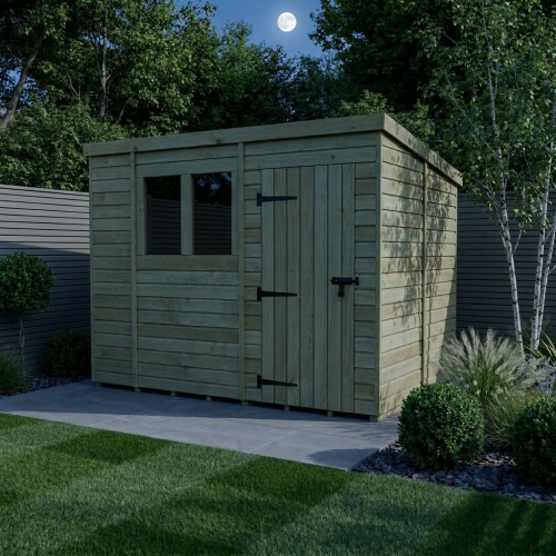 10 x 7 Pent Shed Tanalised (Single Door, With Windows) 2
