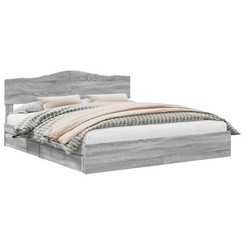 VidaXL vidaXL Storage Bed Grey Sonoma 200 x 200 cm Engineered Wood 1