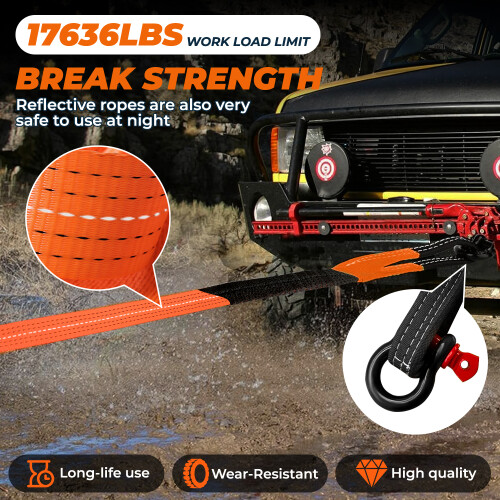 8 Tons Tow Straps Heavy Off-road Vehicle Rope 1