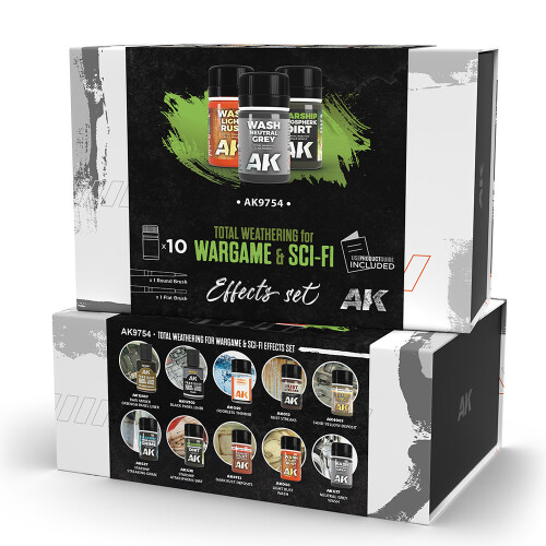 AK Interactive 9754 Total Weathering for Wargame & Sci-Fi Effects Set 1