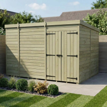 9 x 8 Pent Shed Tanalised (Double Door, No Windows)
