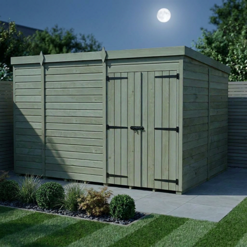 9 x 8 Pent Shed Tanalised (Double Door, No Windows) 2