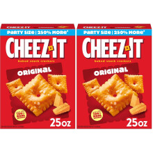 Cheez-It Cheese Crackers, Baked Snack Crackers, Lunch Snacks, Party Size, Original, 25 Ounce (Pack of 2)