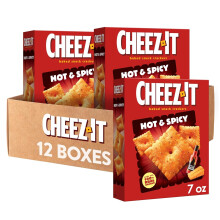 Cheez-It Cheese Crackers, Baked Snack Crackers, Office and Kids Snacks, Hot and Spicy, 5.25lb Case (12 Boxes)