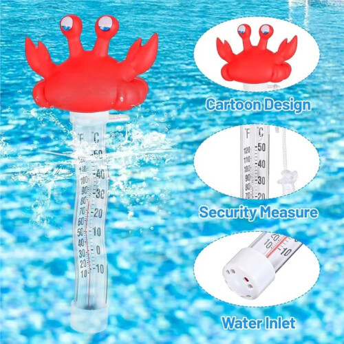 Floating Pool Thermometer, Aquarium Thermometer Easy-Read Display with String for Swimming Pools Spas 2