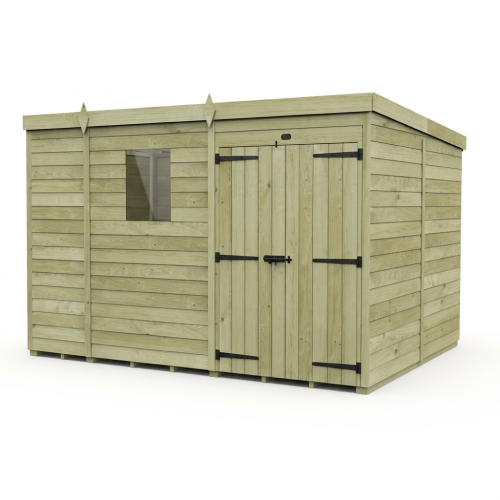 9 x 8 Pent Shed Tanalised (Double Door, With Windows) 1