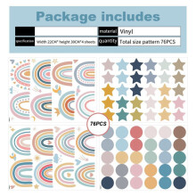 Decalques de Parede Arco-íRis Boho Aquarela Arco-íRis Bolinhas Adesivos de Parede para BerçáRio de BebêS Meninas DecoraçãO de Parede de Quarto