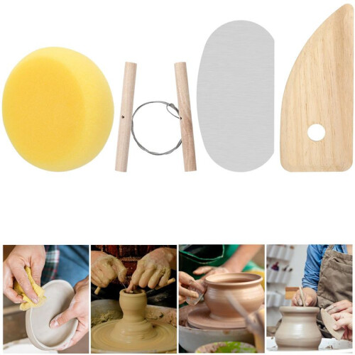 Clay Tools 42 PCS, Pottery Tool Kit Dotting Tools Polymer Clay Tools, Ceramics Tools with Wooden Handle Pottery Tool Bag