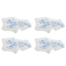 4X Beaded Hot Drilling Lace Bridal Beaded Flowers Embroidery Patches Sky
