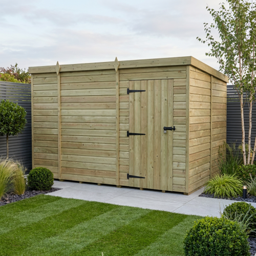 9 x 8 Pent Shed Tanalised (Single Door, No Windows)