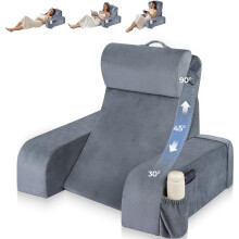 2 in 1 Reading & Wedge Pillow 30-90 Stepless Adjustable Angle & Height, with Detachable Arm Rests Backrest for Reading