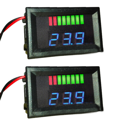 2X 12V ACID Lead Battery Capacity Indicator Charge Level LED Tester  Voltmeter