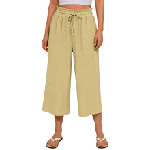 Pantalons pour femmes, pantalons Gaucho Ă jambes larges-Kaki S