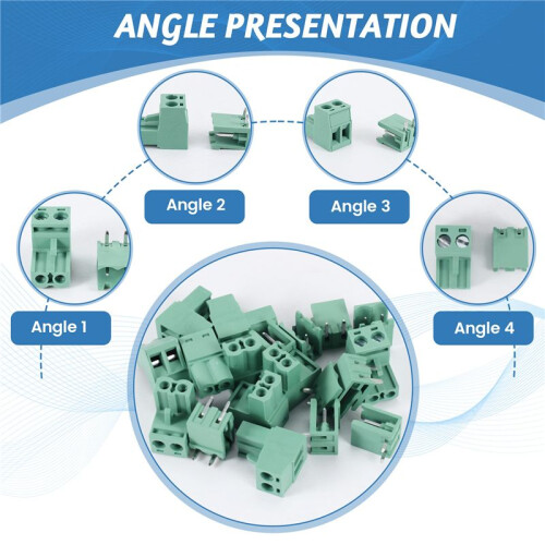 10 Piezas 5.08 Mm Paso 2Pin TORNILLO Enchufable PCB Bloque de Terminales Conector ÁNgulo Recto 2