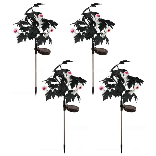 4Pcs Halloween Decorations Outdoor Solar Powered Eyeball Stake Lights Yard Decor